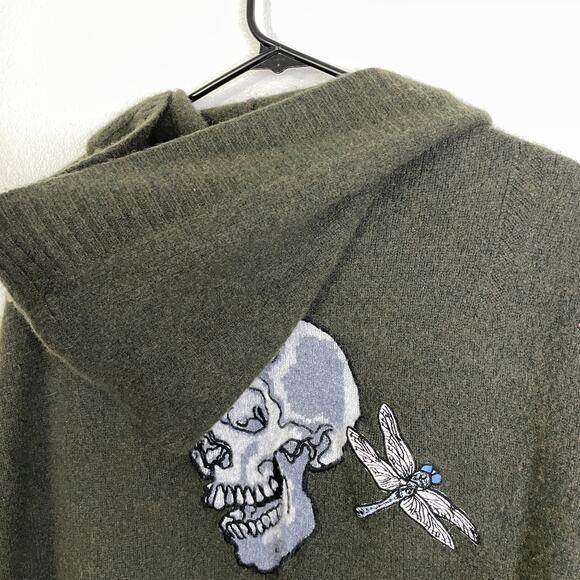 Zadig & Voltaire Dark Green Sweater with Skull and Floral Embroidery - Picture 12 of 14